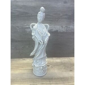 Vintage Chinese Blanc De Chine Quan Kwan Yin Goddess Porcelain Figurine 12"